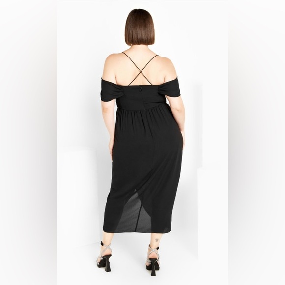 City Chic Entwine Tulip Drape Dress Black Size 14 Cocktail Party Summer Wedding - Picture 2 of 16